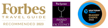 Forbes Travel Guide Recommended 2020 Logo and Wine Spectator Award of Excellence Logo