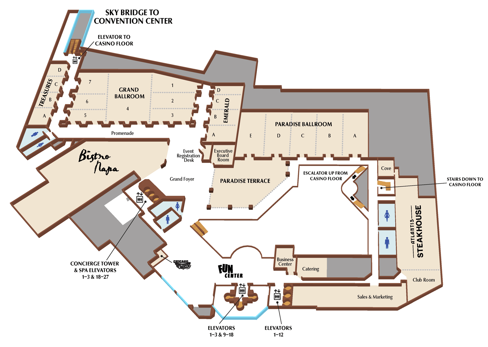 Second Floor Map of Atlantis Casino